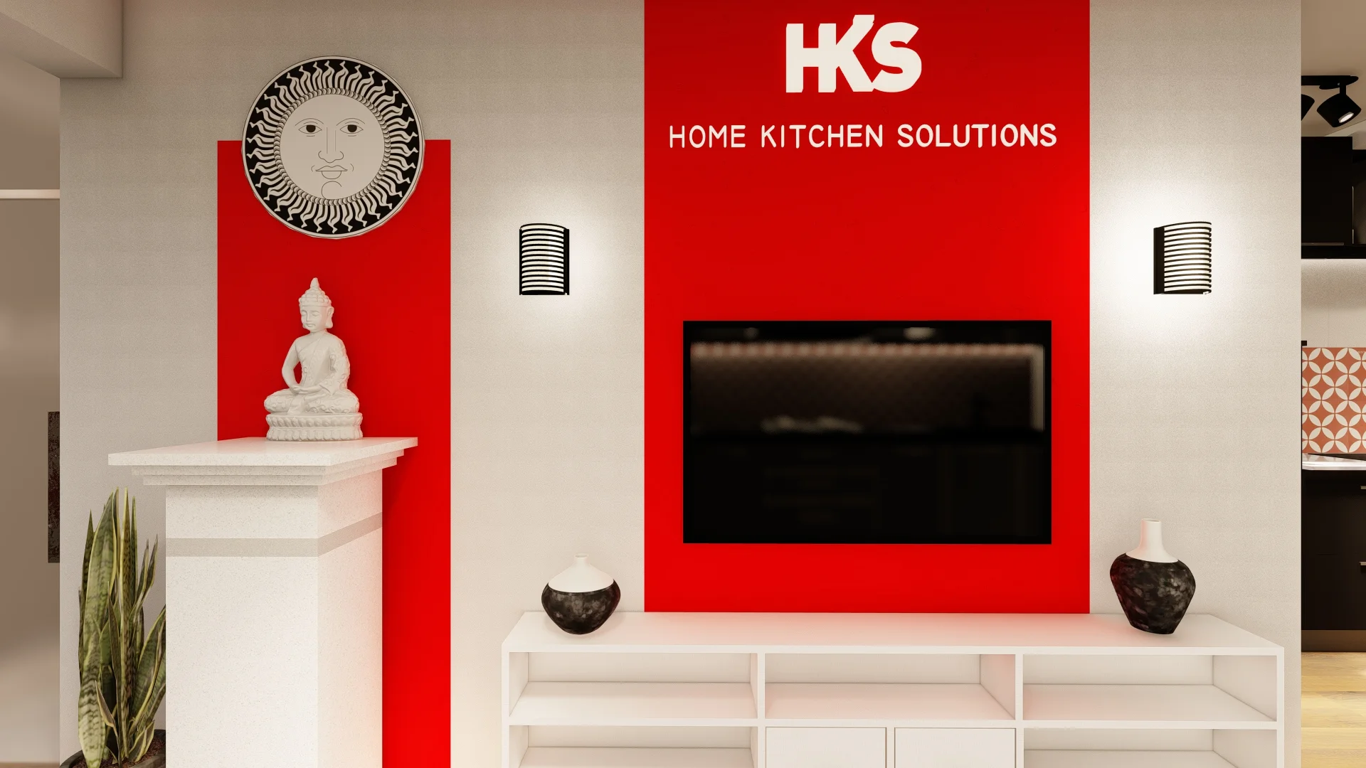 kitchen showroom for red and white theme, pannipitiya