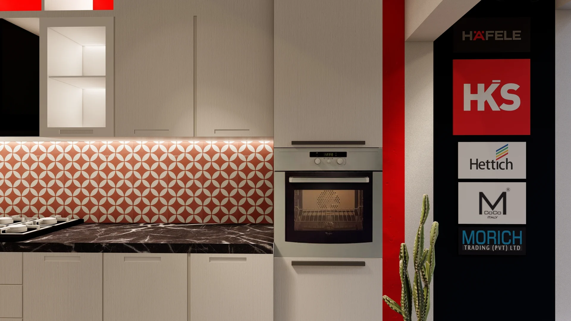 kitchen showroom for red and white theme, pannipitiya