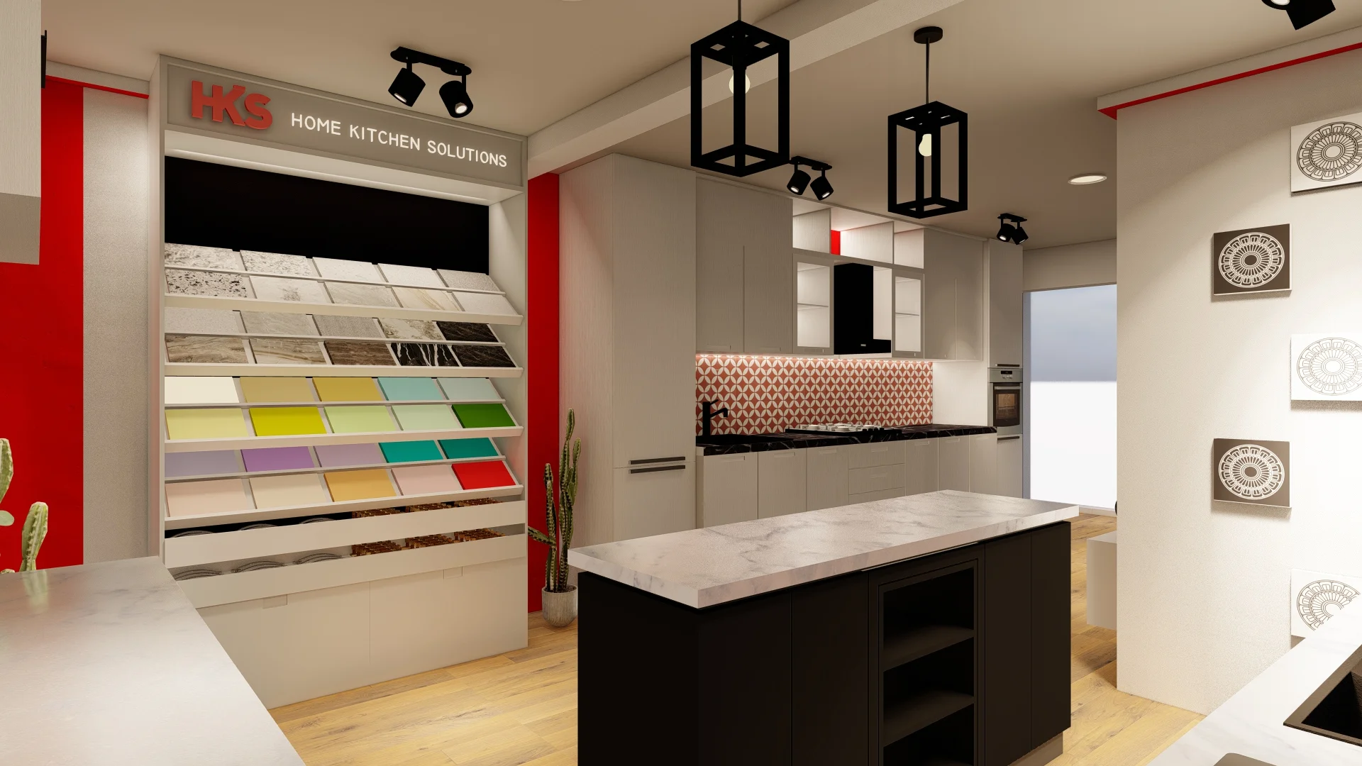 kitchen showroom for red and white theme, pannipitiya