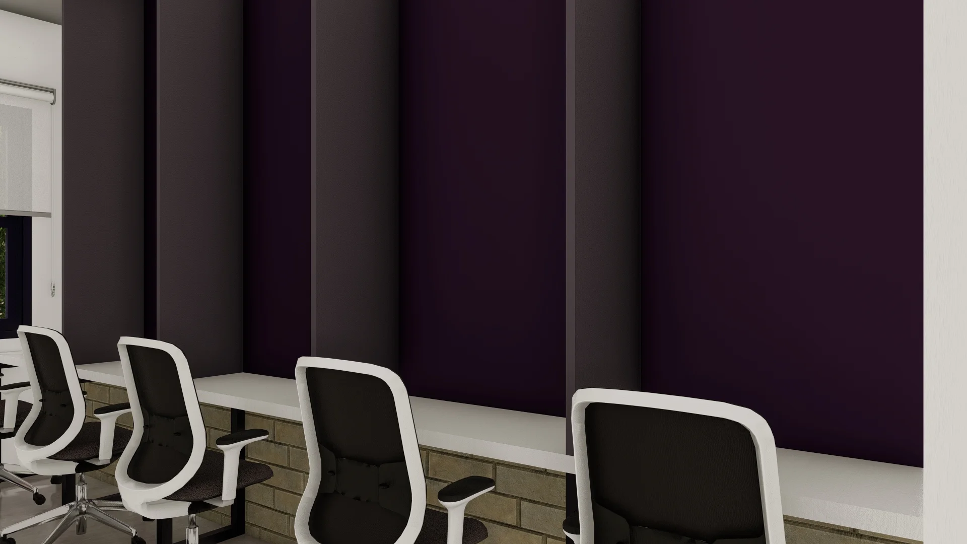 Mega Group, Office Interior, purple and white theme