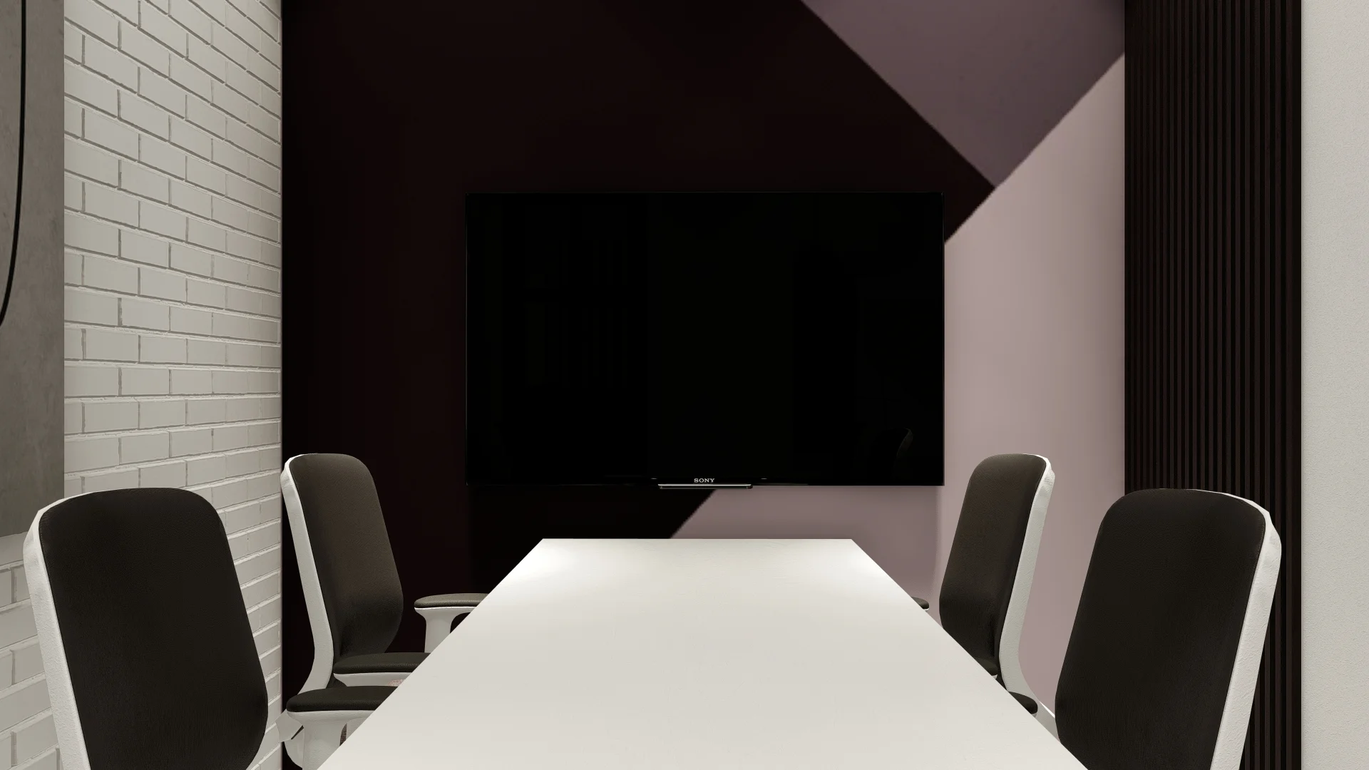 Mega Group, Office Interior, purple and white theme