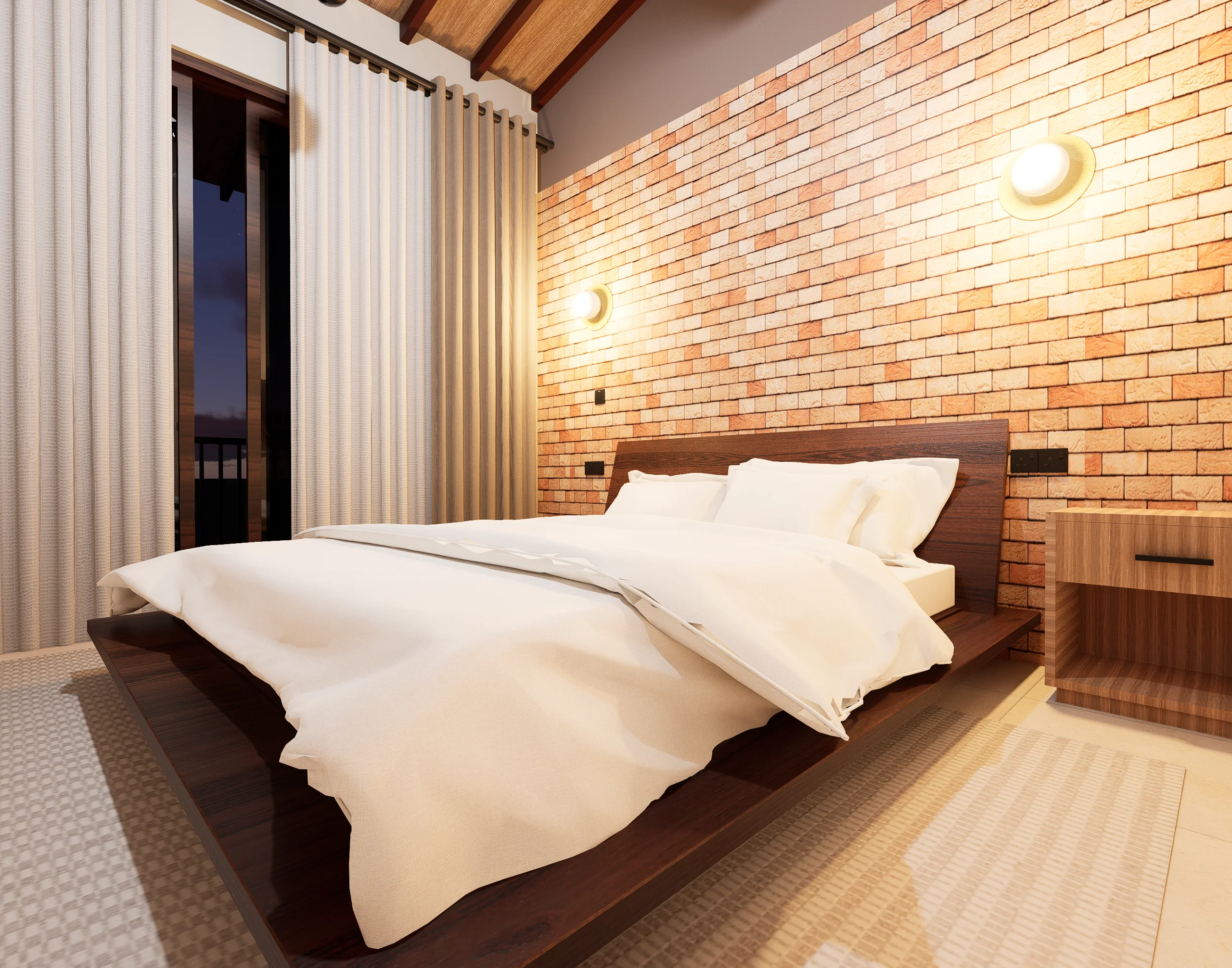 Home Interior Design,Rustic modern,affordable furniture,Brick & Ivory Residence, Biyagama, white theme bedroom angle 3