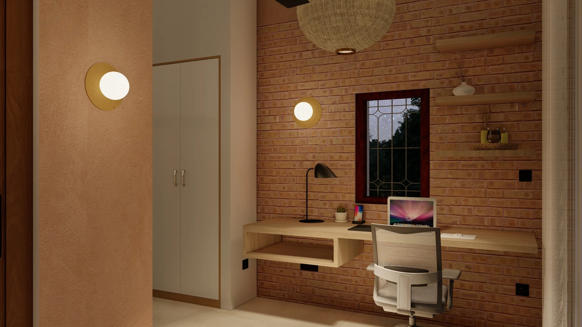 Brick & Ivory Residence, Biyagama, study room 